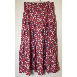 Sundance Iberia Tiered Maxi Skirt Geometric Pink Blue Size Large L